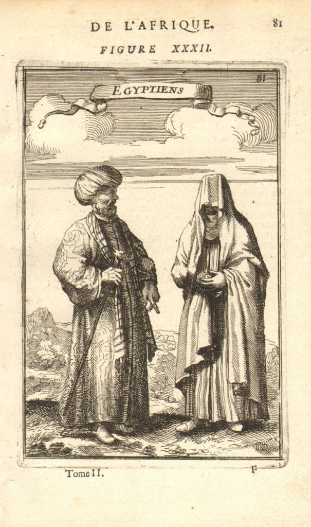 EGYPT COSTUME. Egyptian man & woman in 17C dress. 'Egyptiens'. MALLET 1683